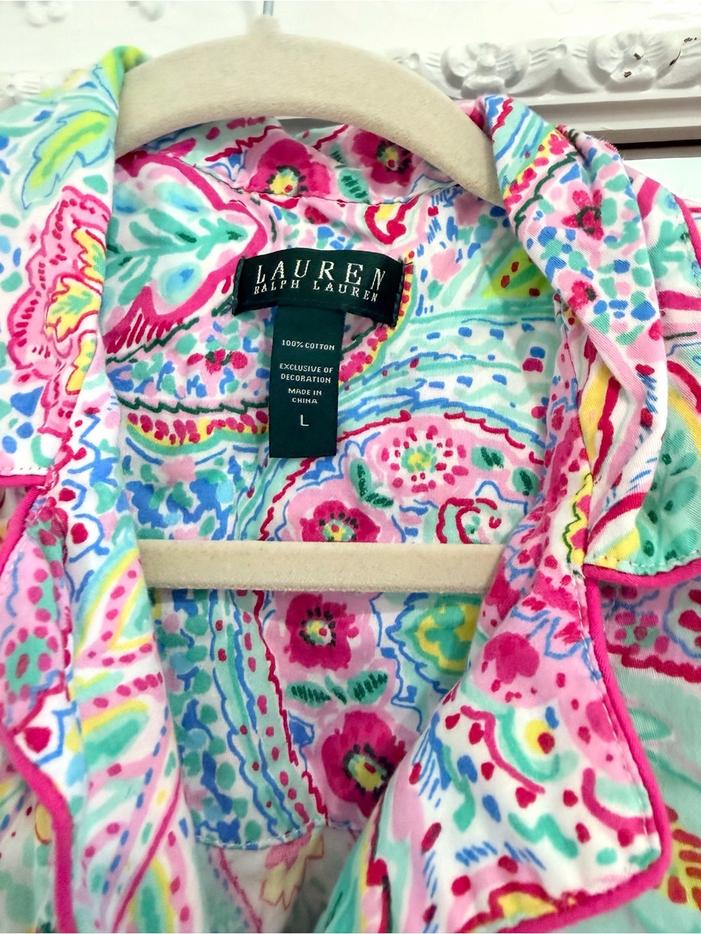 Ralph Lauren Multicolor Floral Paisley Print Pajama Shirt and Pants Matching Set - Picture 4 of 7